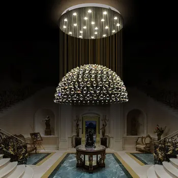 Led кристален полилей, кръгла подвесная лампа, модерно вътрешно осветление за хол, трапезария, стълби, нов луксозен лампа с блясък