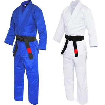 Професионална форма за бойни изкуства - бяло-синьо кимоно от еднакво тъкан - идеална за състезания или тренировки с колан