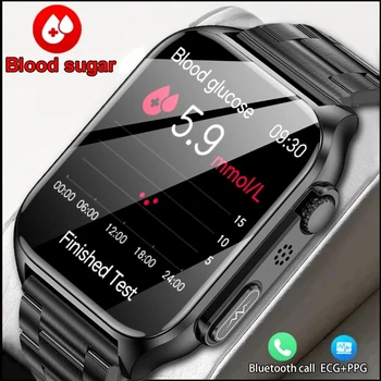 Смарт часовници с нивото на глюкоза в кръвта, мъжки часовници с Bluetooth-разговори, сърдечната честота, кръвно налягане, кислород в кръвта, ЕКГ + ТОЧКИ, монитор здраве, умни часовници, мъжки