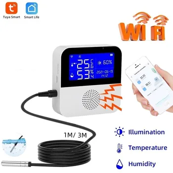TUYATemperature и сензор за влажност на въздуха, WiFi LCD дисплей, измерване на температура и влажност в помещението, многофункционална аларма