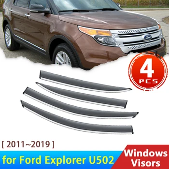Дефлектори за Ford Explorer Classic U502 2011 ~ 2019 Аксесоари Автомобилни Вятърни Очила за Защита От Дъжд и За Веждите на Защитно покритие на Предното Стъкло