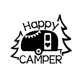 Персонални надпис, стикер на колата Happy Camper, автомобили, мотоциклети, външни аксесоари, винил за Honda Kopche на Bmw