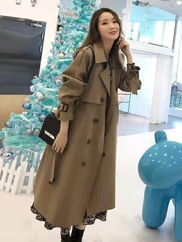 Корейски модни дълги палта, дамски зимни 2022, однотонная ветровка с ревери, двухрядные копчета, дамски тренч, палта, жена