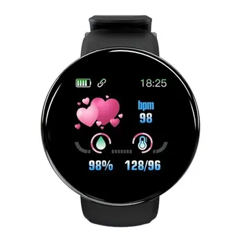 Умен часовник D18, кръгли умни часовници, дамски часовници, водоустойчиви спортен тракер, WhatsApp за Android и за Ios, часовници