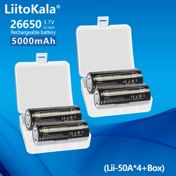 4 бр. LiitoKala Lii-50A Висок Капацитет 100% Оригинал 26650 3,7 5000 ма 20A Литиево-йонна батерия 26650A, Електрическа батерия pacck