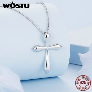 WOSTU, проба 925, сребърен основния кръст, колие Шопен, регулируем верига за жени, изискани бижута, подарък за годишнина, парти
