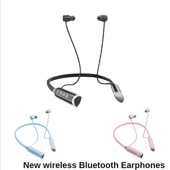 Безжични Bluetooth слушалки с цифров дисплей 5,3 Голям капацитет, Стереогарнитуры, ушите на врата, Спортни слушалки за геймъри