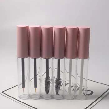 Розово празна тръба на спирала за мигли с пръчка за мигли, празни тръби гланц за устни, пластмасов розов козметични контейнер за еднократна употреба