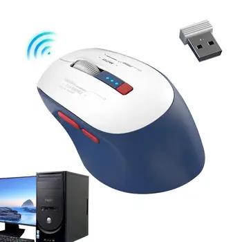 Компютърната мишка е Безжична лаптоп таблет USB приемник, 1600 dpi оптична мишка с тихо щракване 2,4 G безжична мишка със сини зъби