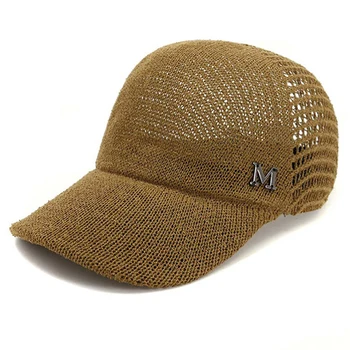 2022 Нова куха лятна вязаная бейзболна шапка с буква M, окото бельо памучен шапка за езда, мъжки и дамски дишаща шапка от слънцето за момичета