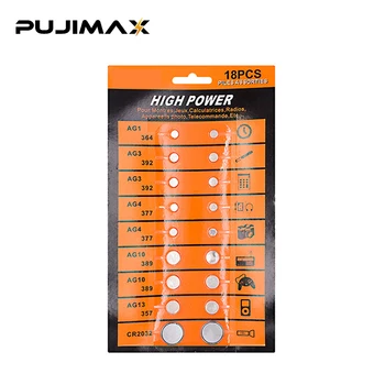 PUJIMAX 18шт AG1 LR621 AG3 AG4 LR626 AG10 389 AG13 357 CR2032 Бутон Батерии, Комплекти Батерии за Монети Подходящи за часа