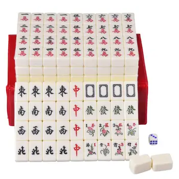 Комплекти за игра на маджонг за пътуване 144 БР Класическа игра mini Mahjong Традиционен китайски Маджанг Игри за партита Забавни семейни игри с кубчета