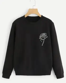 ZBBRDD Памучни дамски блузи с флорални принтом и букви, градинска риза с дълъг ръкав, забавни, пуловери, графична дрехи, директна доставка