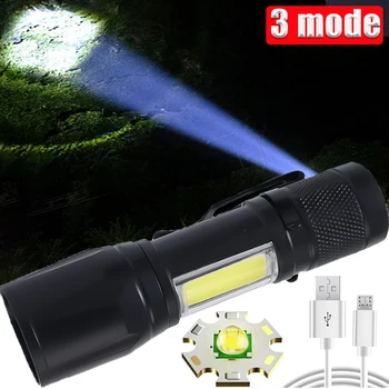 Мини led фенерче COB страничната лампа с телескопическим увеличение, скоба, за писалка, фенерче, USB, акумулаторна батерия, силна светлина, преносим фенер за къмпинг