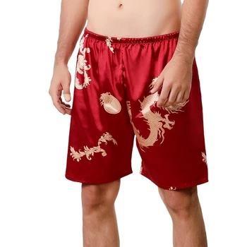 Нови летни секси свободни панталони от изкуствена коприна, пижами, удобни мъжки панталони за сън, къси панталони за домашна плажната партита, пижами SGWT1
