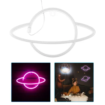 Ins led неонова лампа Вселената Елиптичен Планета Неонова реклама USB лека нощ Домашна стая вечерни Декоративен стенен лампа, подарък за дете