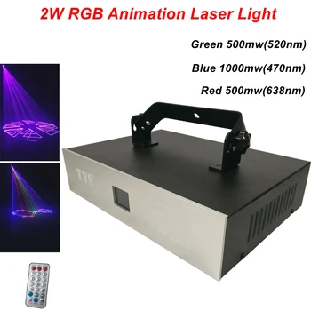 Безплатна Доставка от 2 Вата Пълноцветен Анимационен Лазерен Лъч 2000 Mw RGB 3В1 Led Светлина Дистанционно Управление За Партито на DJ Bar Lighting Shows