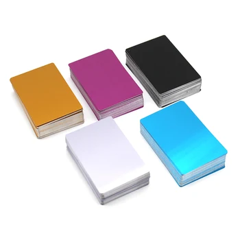 100Шт Цветни визитки от алуминиева сплав с дебелина 0,19 мм, метални подарък карта, лазерно гравиране, аксесоари за обработка на материали със собствените си ръце