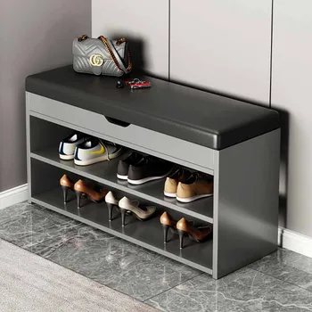 Модерен шкаф за обувки в коридора, пейка за обувки, гардероб за съхранение на обувки, дървени и многофункционални мебели за дома Schoenenkast, WK
