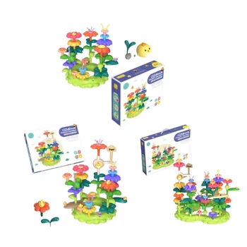 Играта в полагане на цветни блокове за деца, играчки за градината цветята, играчка за градинарство, играчка-стрък