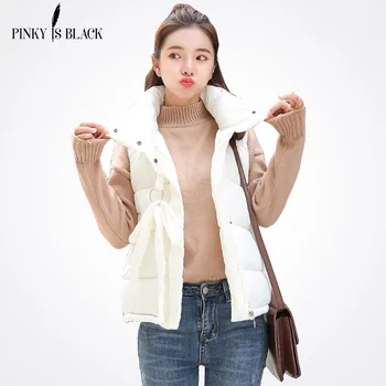 PinkyIsBlack 2019, женски зимна жилетка, нов дамски кратък жилетка, яке без ръкави, с висока яка, памук топла жилетка, жена